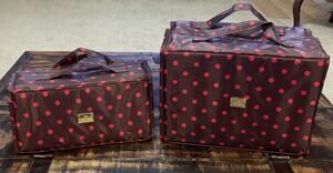 JM New York 2 Roll Up Travel Makeup Bags Easy View Zippered Pouches Set